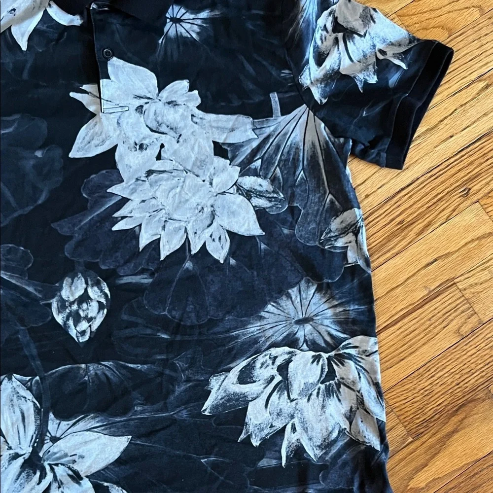 H&M Black Polo with White Floral Print